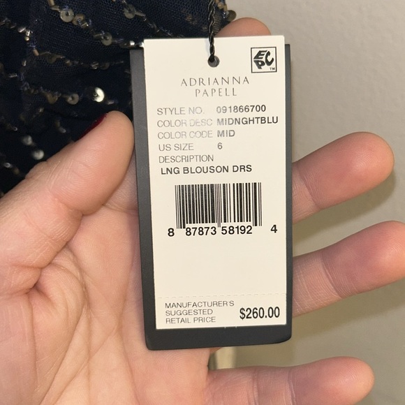NWT Adrianna Papell Midnight Blue Long Blouson Dress size 6 - Picture 5 of 5